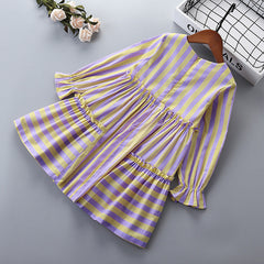 Kid Girl Fashion Striped Middle-aged Casual Dress