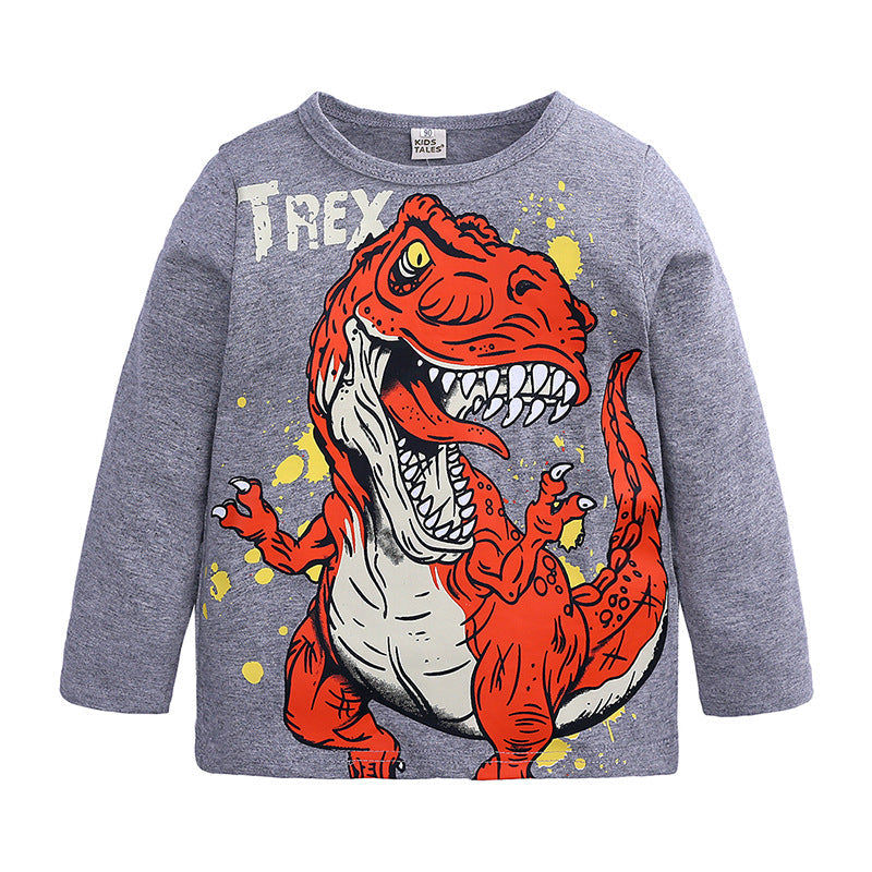 Kid Baby Boy Spring Long Sleeve Dinosaur Crew Neck T-shirt