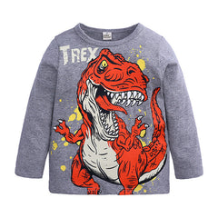 Kid Baby Boy Spring Long Sleeve Dinosaur Crew Neck T-shirt
