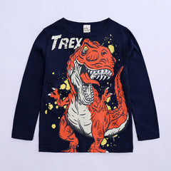Kid Baby Boy Spring Long Sleeve Dinosaur Crew Neck T-shirt