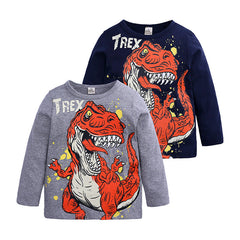 Kid Baby Boy Spring Long Sleeve Dinosaur Crew Neck T-shirt