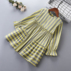 Kid Girl Fashion Striped Middle-aged Casual Dress