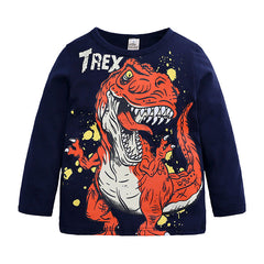 Kid Baby Boy Spring Long Sleeve Dinosaur Crew Neck T-shirt