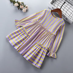 Kid Girl Fashion Striped Middle-aged Casual Dress