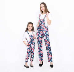 Family Spring Parent-child One-piece Printed Overalls Pants Dress