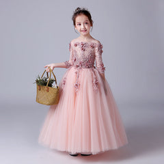 Kid Baby Girls Wedding Princess Hostess Piano Performance Dress