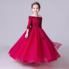 Kid Baby Girls Wedding Princess Hostess Piano Performance Dress
