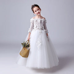 Kid Baby Girls Wedding Princess Hostess Piano Performance Dress