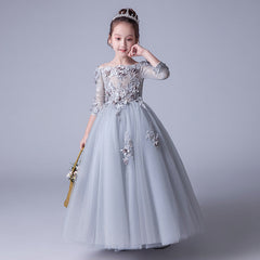 Kid Baby Girls Wedding Princess Hostess Piano Performance Dress