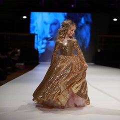 Kid Girl Golden Sequins Princess Stage Show Performance Dress