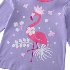 Kid Girl Flamingo Printed Home Pajamas