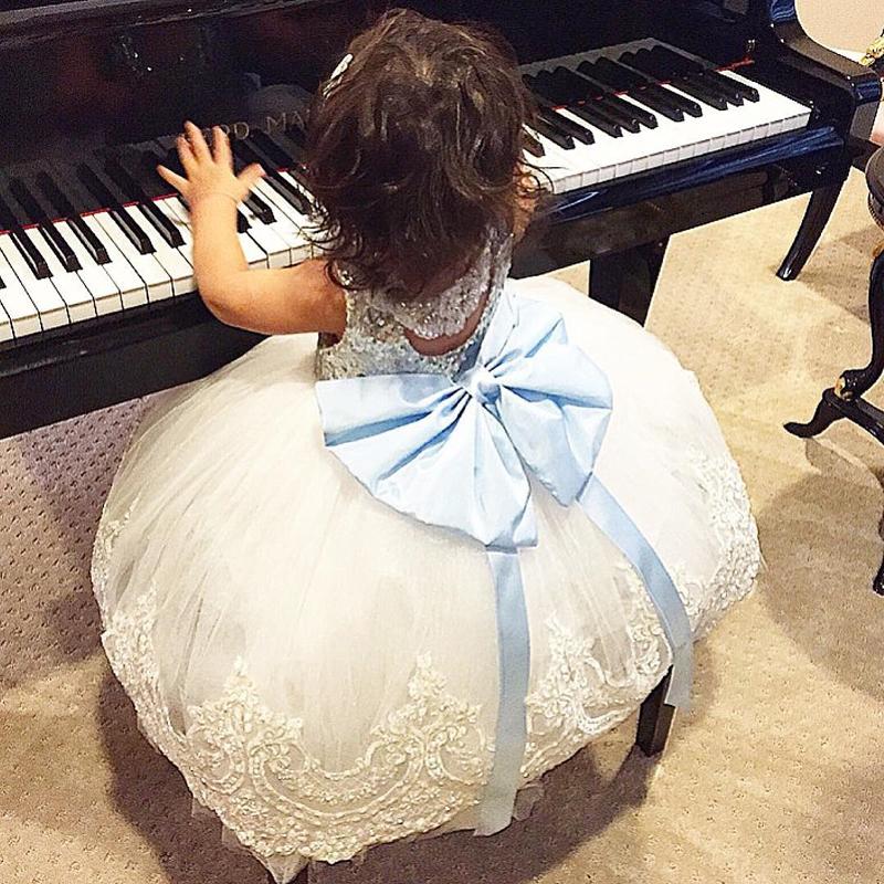 Girls Lace Flower Wedding Pageant Formal Sequin Dresses 1-10T