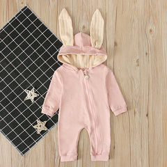 Baby Girl Crawl Suit Hooded Long Sleeve Rabbit Ears Spring Easter Rompers