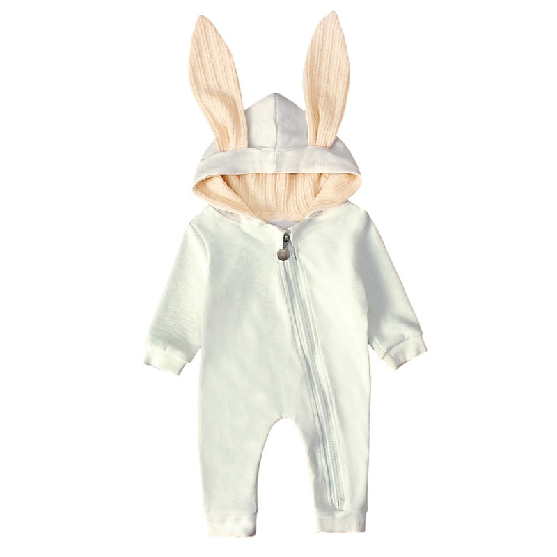 Baby Girl Crawl Suit Hooded Long Sleeve Rabbit Ears Spring Easter Rompers