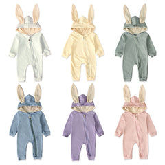 Baby Girl Crawl Suit Hooded Long Sleeve Rabbit Ears Spring Easter Rompers