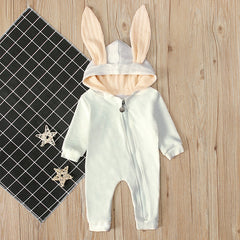 Baby Girl Crawl Suit Hooded Long Sleeve Rabbit Ears Spring Easter Rompers