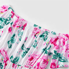 Family Matching Parent-child Mother-daughter One Shoulder Printed Dresses