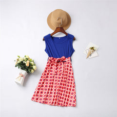 Family Matching Parent-child Spring Splicing Mother Daughter Dresses