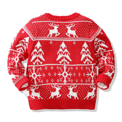 Kid Baby Boy Girl Christmas Deer Snowflake Double Layer Jacquard Sweater