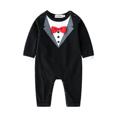 Baby Boy Gentleman Spring British Long Sleeve Rompers Jumpsuit
