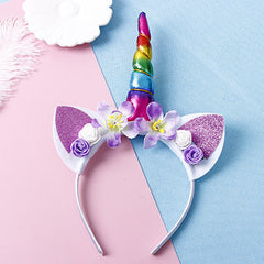 Kid Girl Hair Accessories Dream Unicorn Flower Headband Headwears