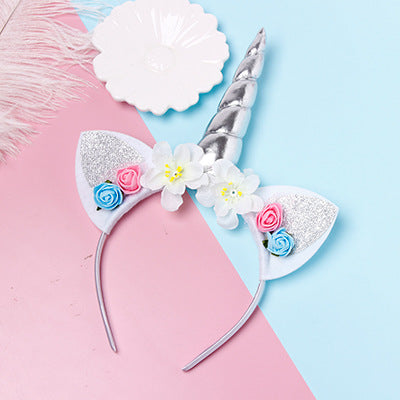 Kid Girl Hair Accessories Dream Unicorn Flower Headband Headwears