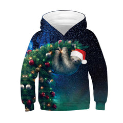 Kid Boy Girl Christmas Panda Digital Print Autumn Spring Hoodie