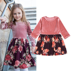 Kid Baby Girls Long Sleeve Ins Flower Dress