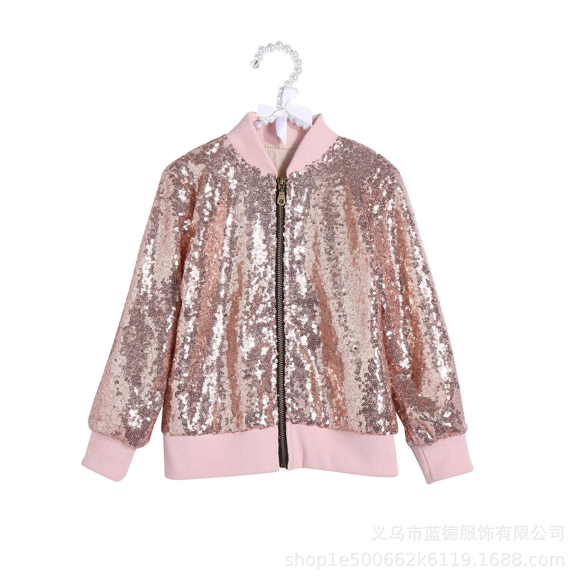 Kid Girl Baseball Jacket Cotton Medium-sized Glitter Coats
