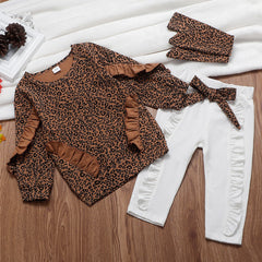 Fashion Girl Leopard Ruffle 3 Pcs Set