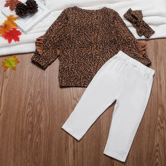 Fashion Girl Leopard Ruffle 3 Pcs Set