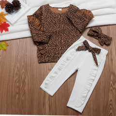 Fashion Girl Leopard Ruffle 3 Pcs Set