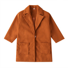 Autumn Khaki Kid Baby Girl Woolen Coats Solid Color Thickened Warm Jackets