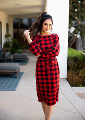 Family Matching Plaid Hip Parent-child Dress