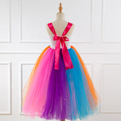 Kid Girl Christmas Long Colorful Candy Mesh Unicorn Dress