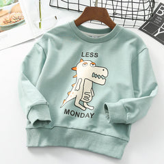 Kid Girl Cartoon Dinosaur Printed Sweatshirt Crew Neck Shirt