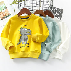 Kid Girl Cartoon Dinosaur Printed Sweatshirt Crew Neck Shirt