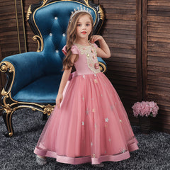 Kid Girl Host Catwalk Princess Long Fluffy Dresses