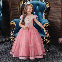 Kid Girl Host Catwalk Princess Long Fluffy Dresses