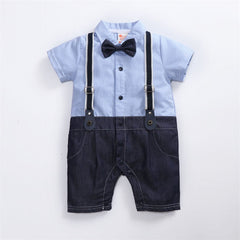 Baby Boy Gentleman Tuxedo Short Sleeve Summer Thin 3 Pcs Sets