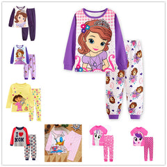 Kid Girl Long Sleeved Cartoon Home Pajamas