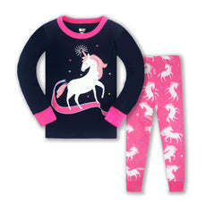 Kid Girl Air Conditioning Cotton Long Sleeve Threaded Pajamas