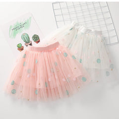 Kid Baby Girls Dot Embroidery Gauze Dance Skirts