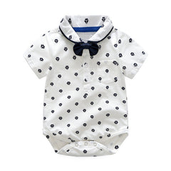 Baby Boy Gentleman Tie Crawl Suit Short Sleeve Star 2 Pcs Sets