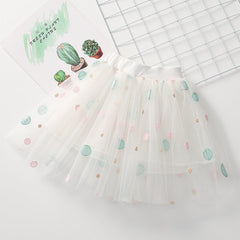 Kid Baby Girls Dot Embroidery Gauze Dance Skirts