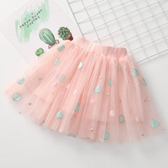 Kid Baby Girls Dot Embroidery Gauze Dance Skirts