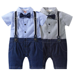Baby Boy Gentleman Tuxedo Short Sleeve Summer Thin 3 Pcs Sets
