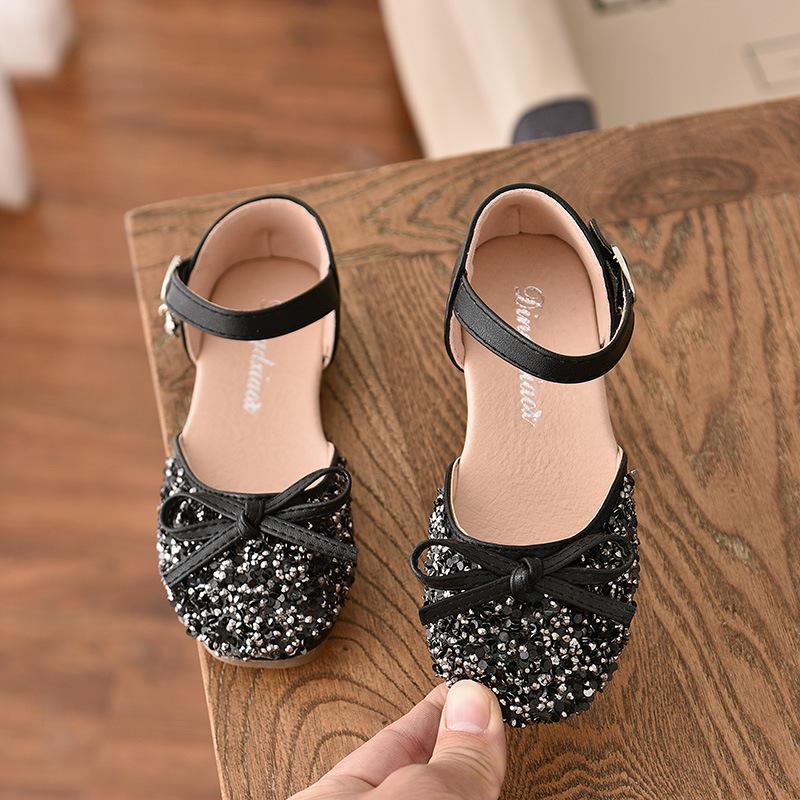 Girl Princess Shoes with Soft Soles Sequined High Heels Show Shoes