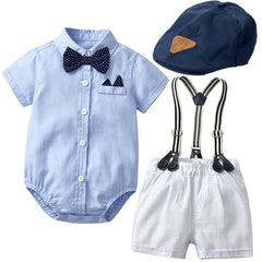 Baby Boy Suit Gentleman Harley Suit Short Sleeved 2 Pcs Sets