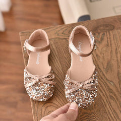 Girl Princess Shoes with Soft Soles Sequined High Heels Show Shoes